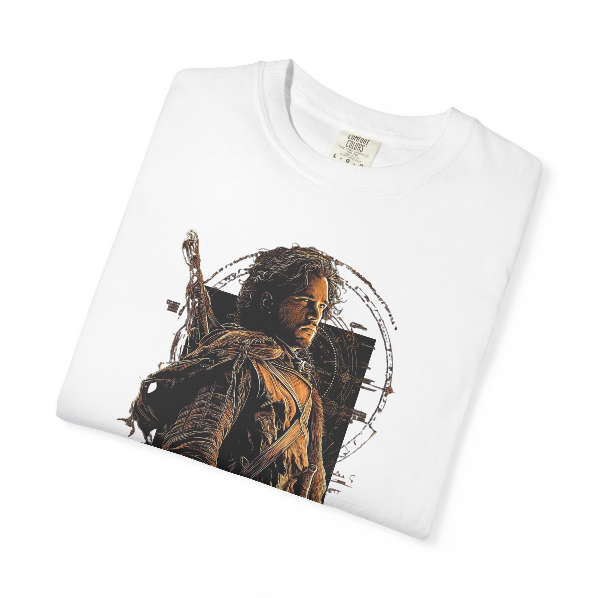 King in the North Graphic T‑Shirt — Jon Snow with Wolf Illustration