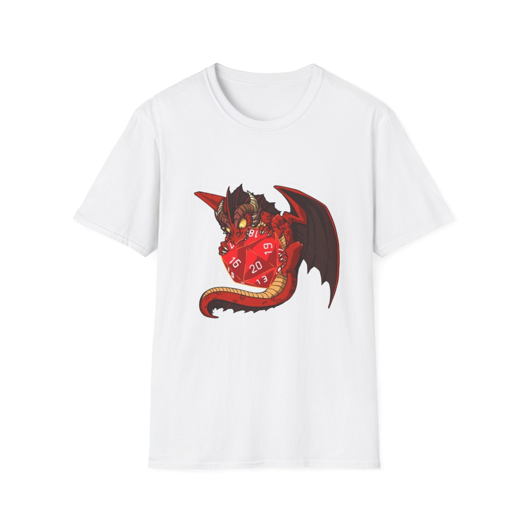 Red Baby Dragon DnD T‑Shirt — Cute RPG Dice Dragon Tee